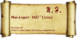 Maninger Héliosz névjegykártya
